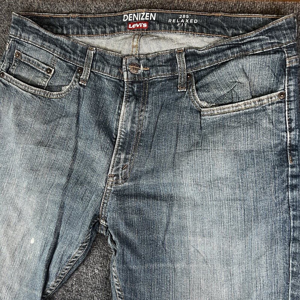 Levi's Denizen 236 Relaxed‎ Straight Jeans Blue Faded Distressed 38x29 READ